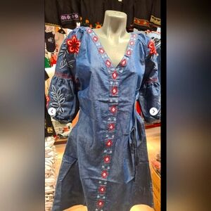 Women's Denim Embroidered Dress